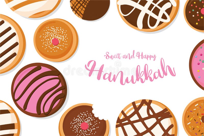Filhós do Hanukkah, símbolo judaico do feriado tradicionais doces cozem ilustração royalty free Filhós do Hanukkah, símbolo judaico do feriado tradicionais doces cozem ilustração royalty free