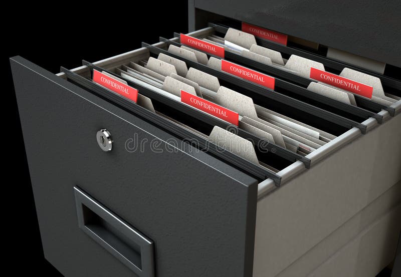 Filing Cabinet Drawer Open Confidential Stock Illustration