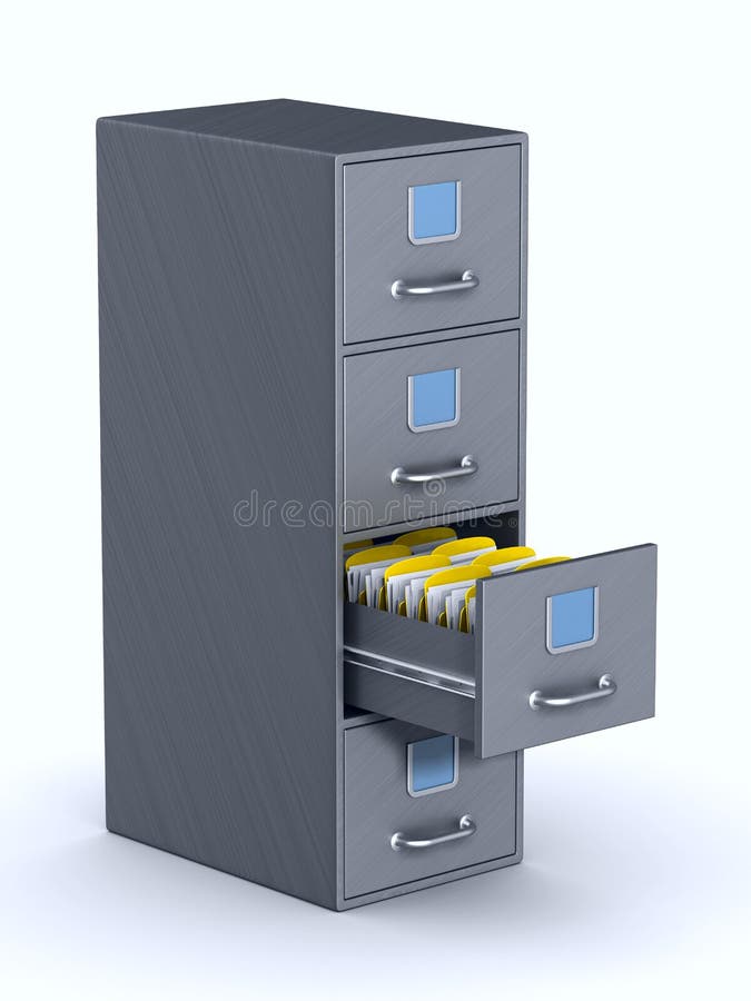 Filing Cabinet 3d Isolated On White Background Stock Illustration