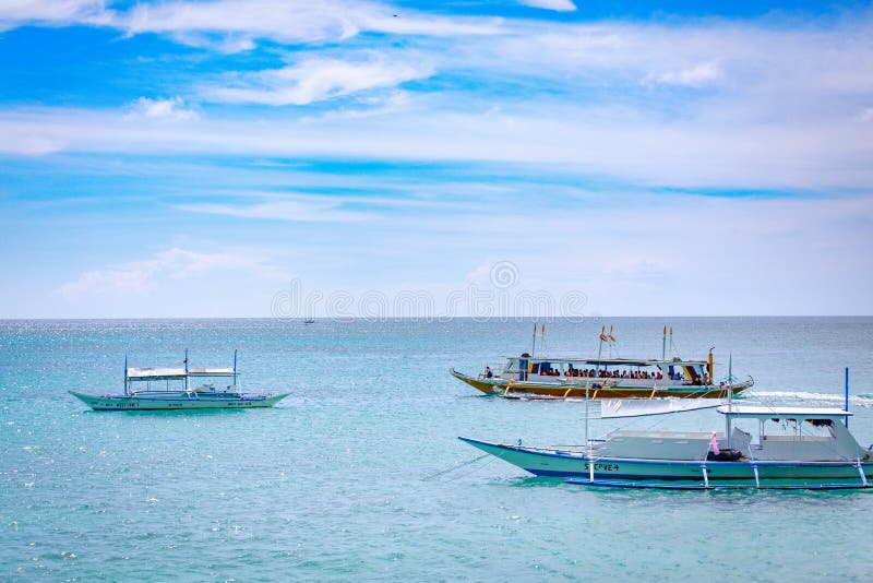 Filipijnse boot in Boracay, Filippijnen stock foto Filipijnse boot in Boracay, Filippijnen stock foto
