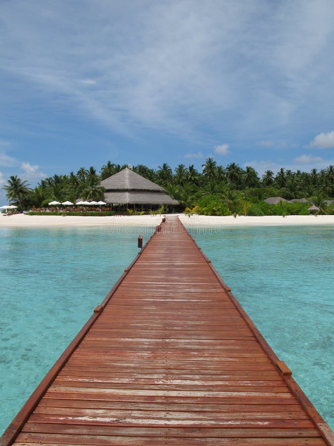 Filitheyo Jetty in the Maldives stock photo