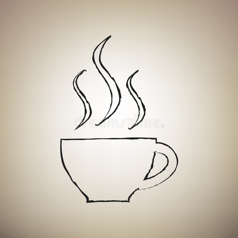 Filiżanka znak z trzy małymi strumieniami dym wektor Muśnięcie drawed ilustracja wektor Filiżanka znak z trzy małymi strumieniami dym wektor Muśnięcie drawed ilustracja wektor