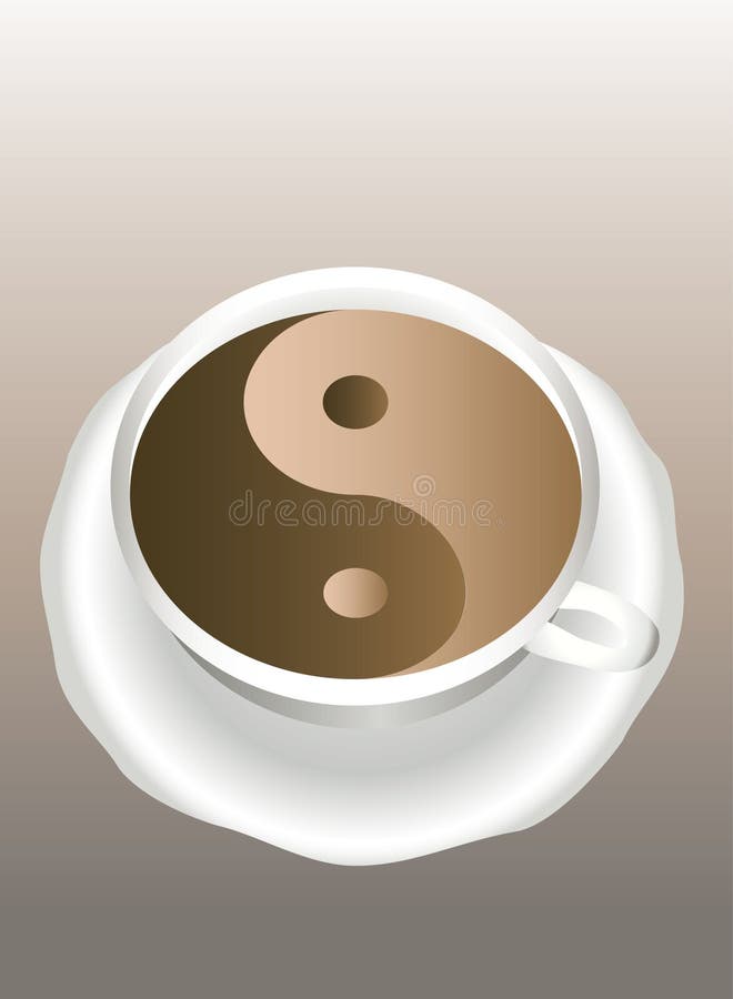 Yin Yang. Isolated white cup with coffee. Yin Yang. Isolated white cup with coffee.