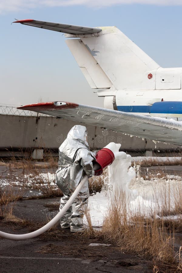 Fill the Airplane with Firefighting Foam after Emergency Landing Stock
