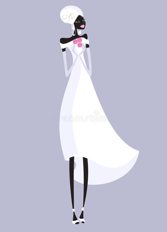 Fille africaine dans la robe de mariage illustration stock Fille africaine dans la robe de mariage illustration stock