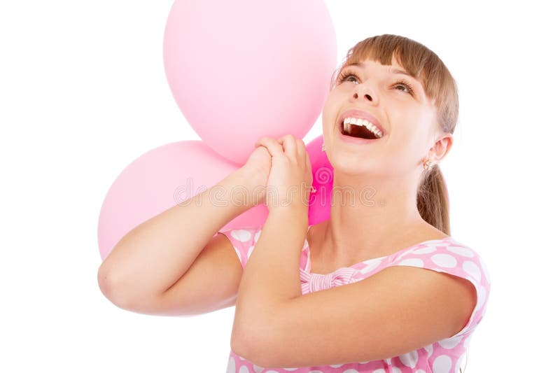 Fille avec du charme avec des ballons photos libres de droits Fille avec du charme avec des ballons photos libres de droits