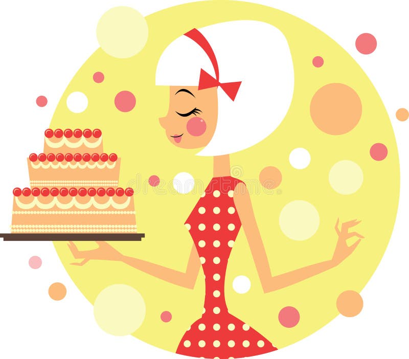 Fille avec le gâteau illustration stock Fille avec le gâteau illustration stock