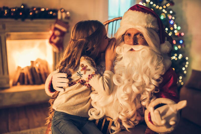 Fille avec Santa Claus photographie stock Fille avec Santa Claus photographie stock