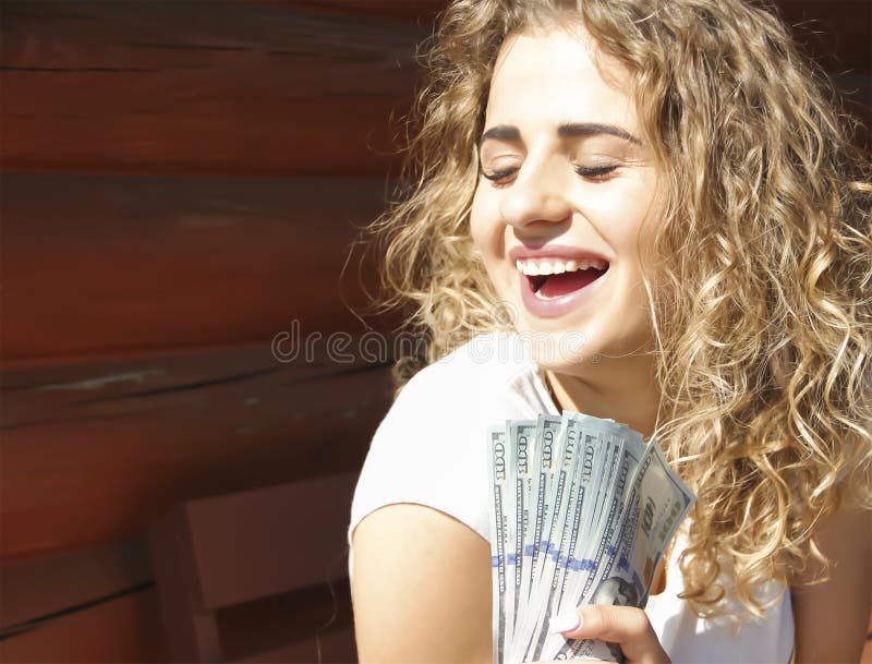 fille avec un paquet d'argent près image libre de droits fille avec un paquet d'argent près image libre de droits