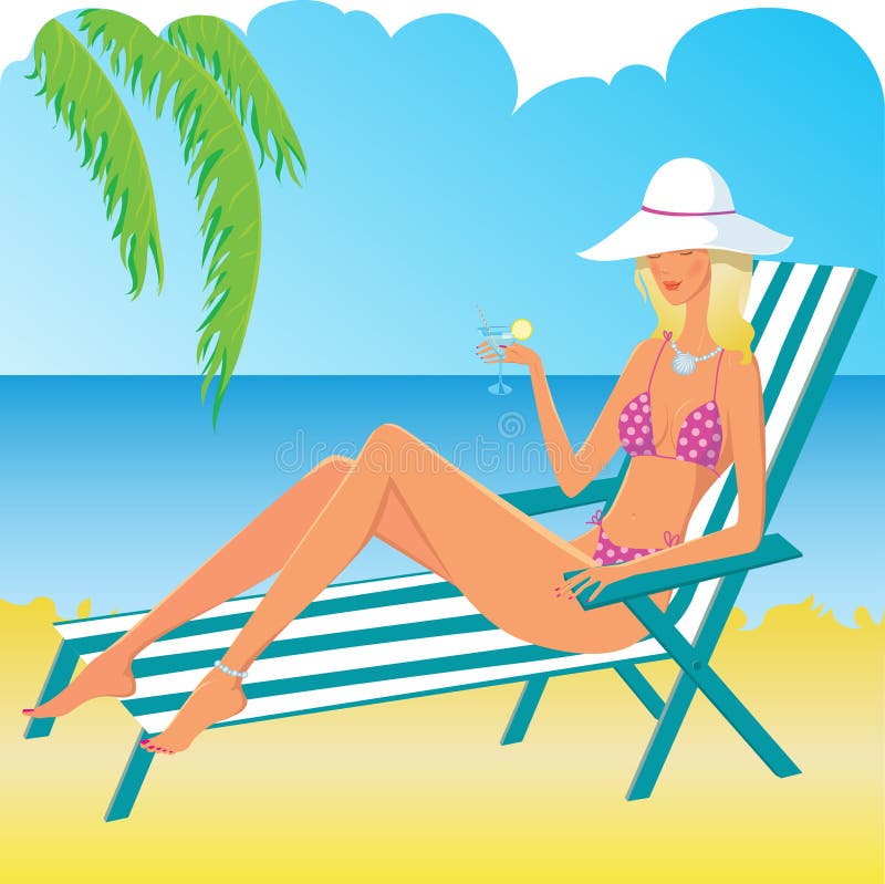 Fille blonde sur la plage illustration de vecteur Fille blonde sur la plage illustration de vecteur