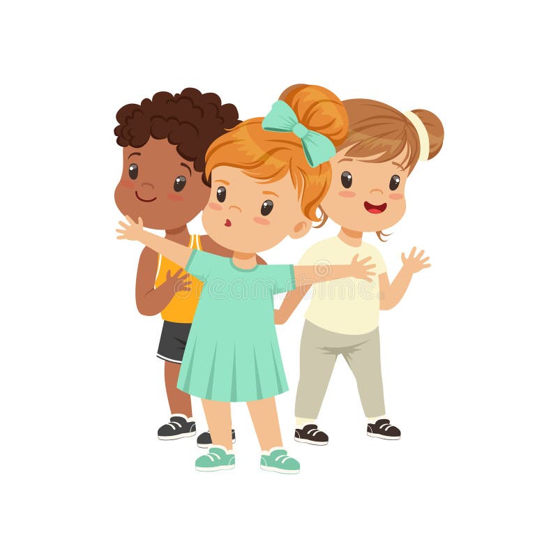 Fille courageuse défendant ses amis de quelqu'un illustration de vecteur sur un fond blanc illustration stock Fille courageuse défendant ses amis de quelqu'un illustration de vecteur sur un fond blanc illustration stock