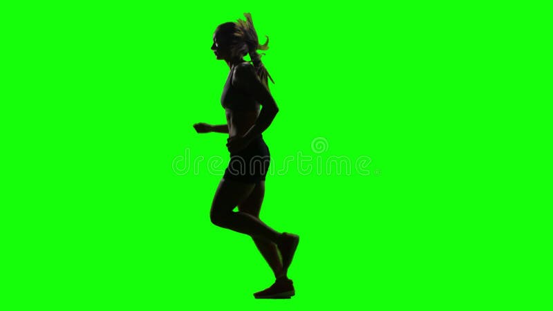 Fille courante de sport Vue de côté Écran vert Silhouette clips vidéos