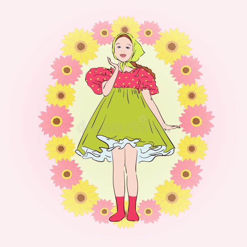 Fille dans la robe de folklore illustration stock Fille dans la robe de folklore illustration stock