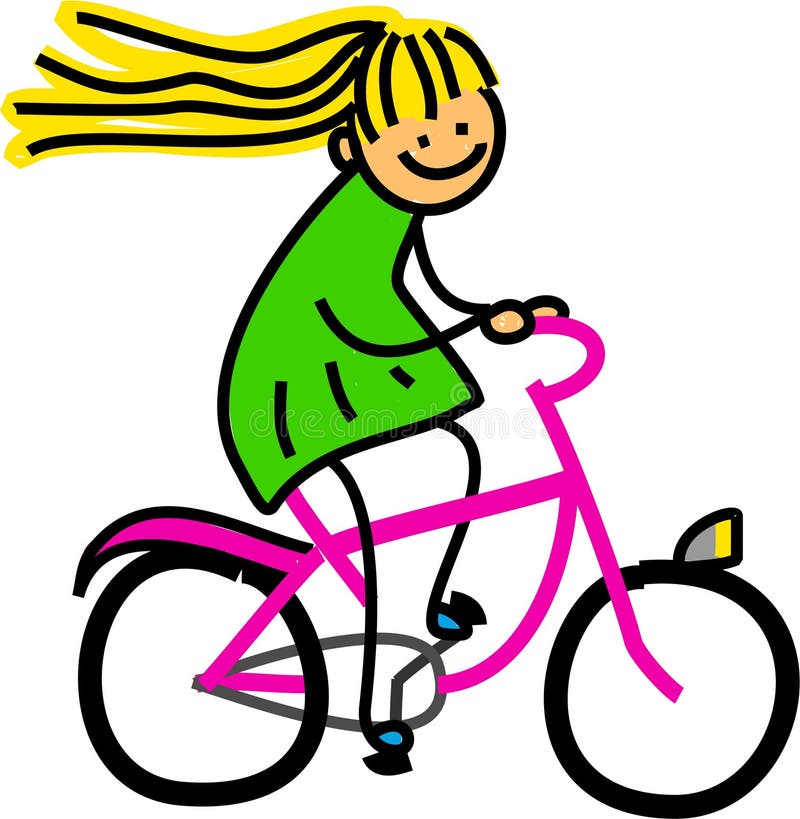 clipart fille à bicyclette
