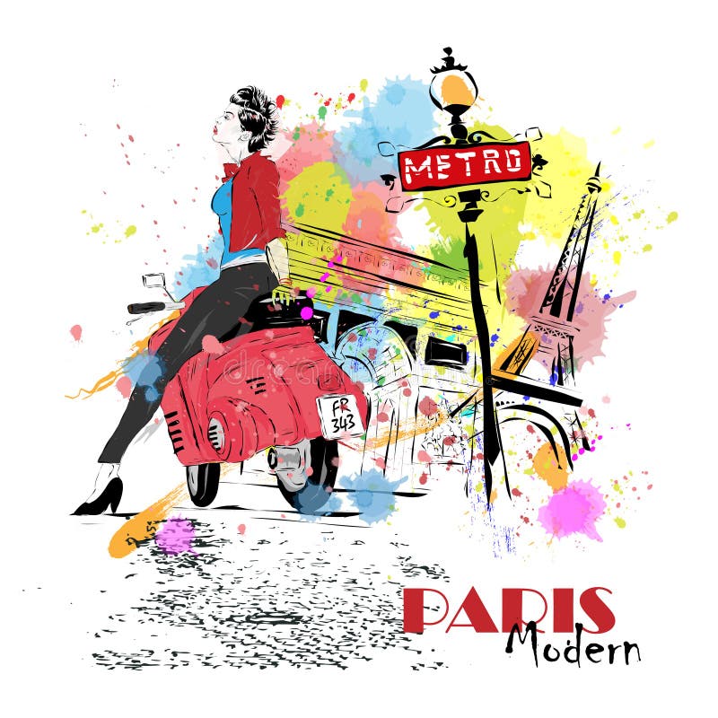 Fille de mode dans le croquis-type illustration de vecteur Fille de mode dans le croquis-type illustration de vecteur