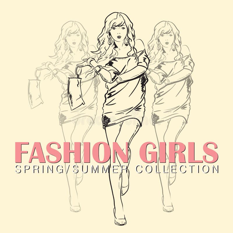 Fille de mode de Prety. illustration stock Fille de mode de Prety. illustration stock