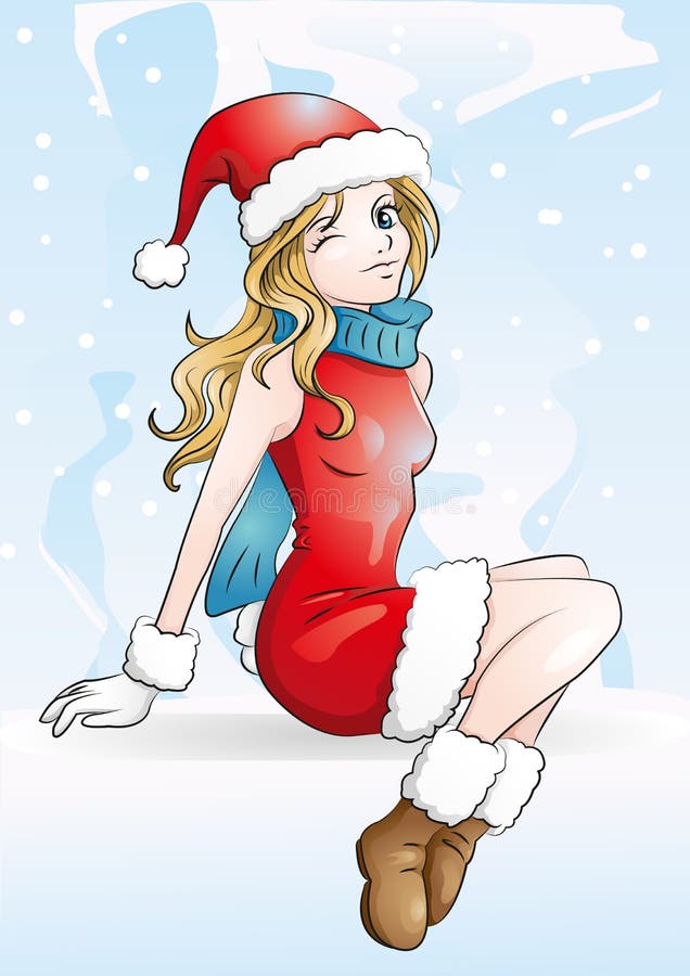 Fille De Noël De Manga Illustration De Vecteur Illustration