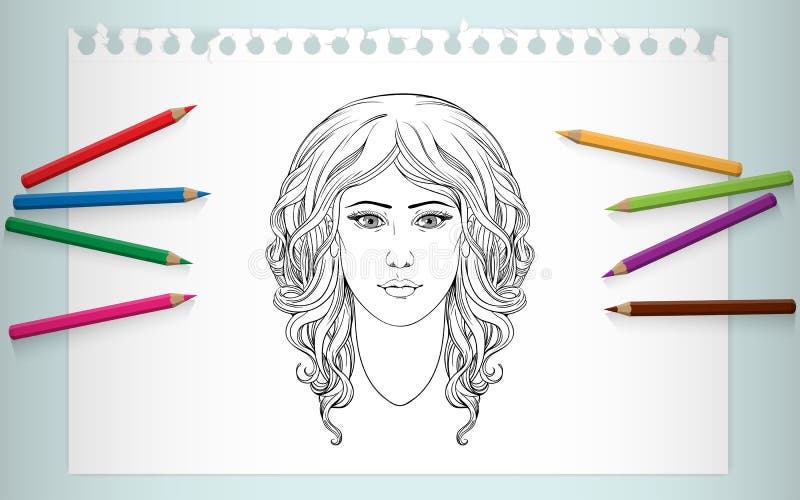 Fille de page de coloration avec les cheveux bouclés illustration de vecteur Fille de page de coloration avec les cheveux bouclés illustration de vecteur