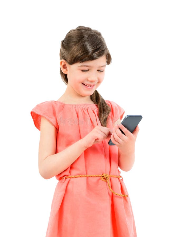 Petite Fille De 3 Ans Avec Téléphone Portable Photo stock - Image du  bonheur, vieux: 156627656