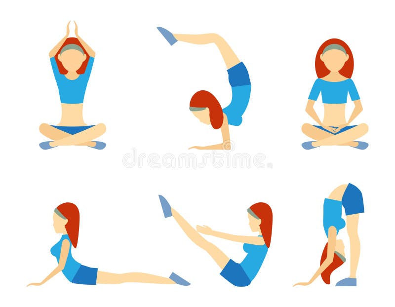 Fille de yoga en six positions illustration libre de droits Fille de yoga en six positions illustration libre de droits