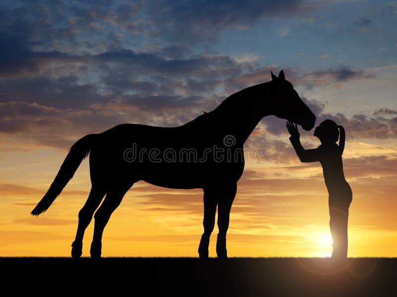 fille donnant un cheval de baiser image stock fille donnant un cheval de baiser image stock