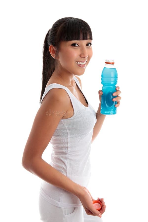 Fille en bonne santé convenable avec la boisson images libres de droits Fille en bonne santé convenable avec la boisson images libres de droits
