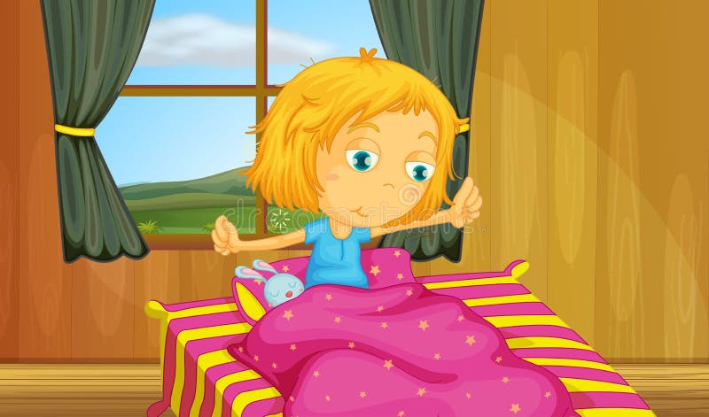 Fille et chambre à coucher illustration libre de droits Fille et chambre à coucher illustration libre de droits