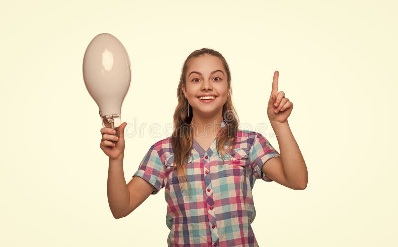 Fille inspirée par l'idée créative. Solution et innovation. Pensée logique. Découverte géniale inspirée. Idée créative photo stock