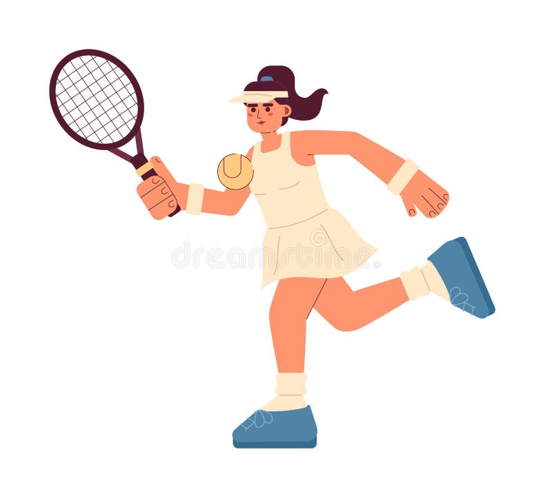 Joueur De Tennis Avec Racket Semi Plat Couleur Vecteur Caractère  Illustration de Vecteur - Illustration du personne, plat: 229143459