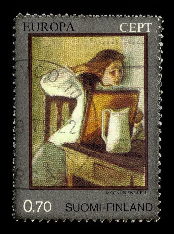 Fille redressant ses cheveux par Magnus Enckell photos stock Fille redressant ses cheveux par Magnus Enckell photos stock