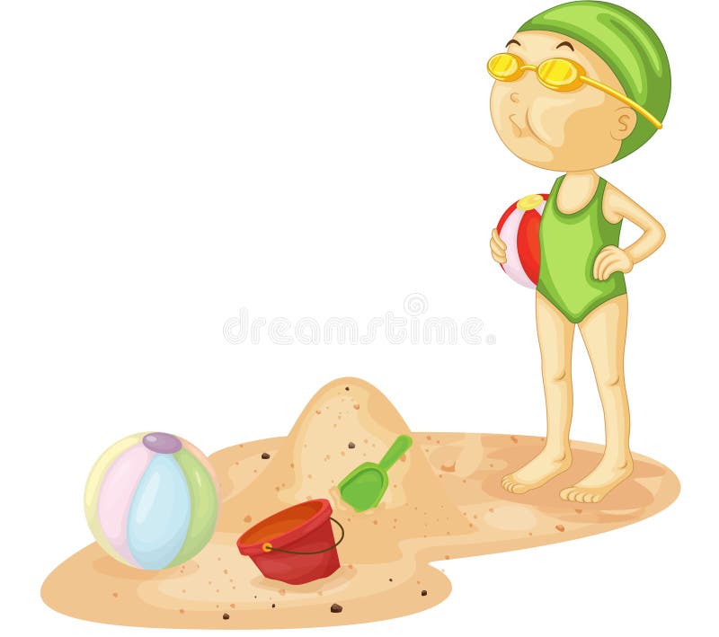 Fille restant sur le sable illustration libre de droits Fille restant sur le sable illustration libre de droits