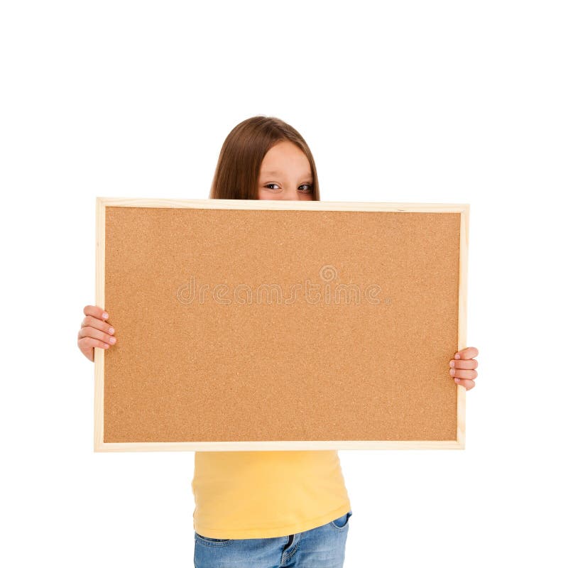Fille tenant le panneau d'affichage photographie stock libre de droits Fille tenant le panneau d'affichage photographie stock libre de droits