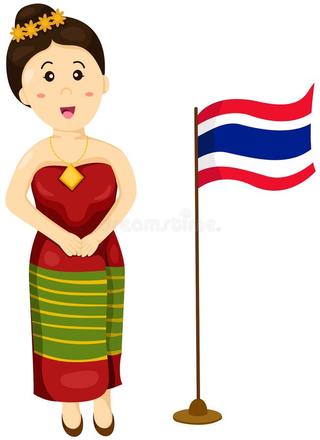 Fille thaïlandaise mignonne dans la robe traditionnelle illustration libre de droits Fille thaïlandaise mignonne dans la robe traditionnelle illustration libre de droits