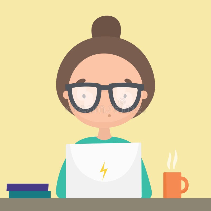Fille travaillant dans son ordinateur portable illustration libre de droits Fille travaillant dans son ordinateur portable illustration libre de droits