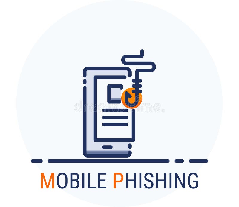 Filled Line Icons Style. Hacker Cyber crime attack Mobile Phishing for web design, ui, ux, mobile web, ads, magazine, book, poster royalty free illustration