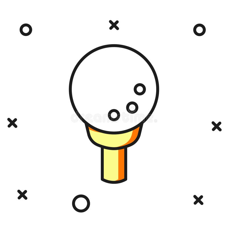 Filled outline Golf ball on tee icon isolated on white background. Flat filled outline style with shadow. Vector. Golf tee outline vectors
