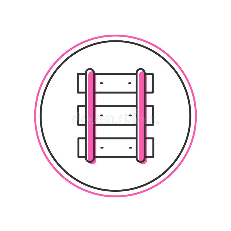 Filled outline Railway, railroad track icon isolated on white background. Vector stock illustration