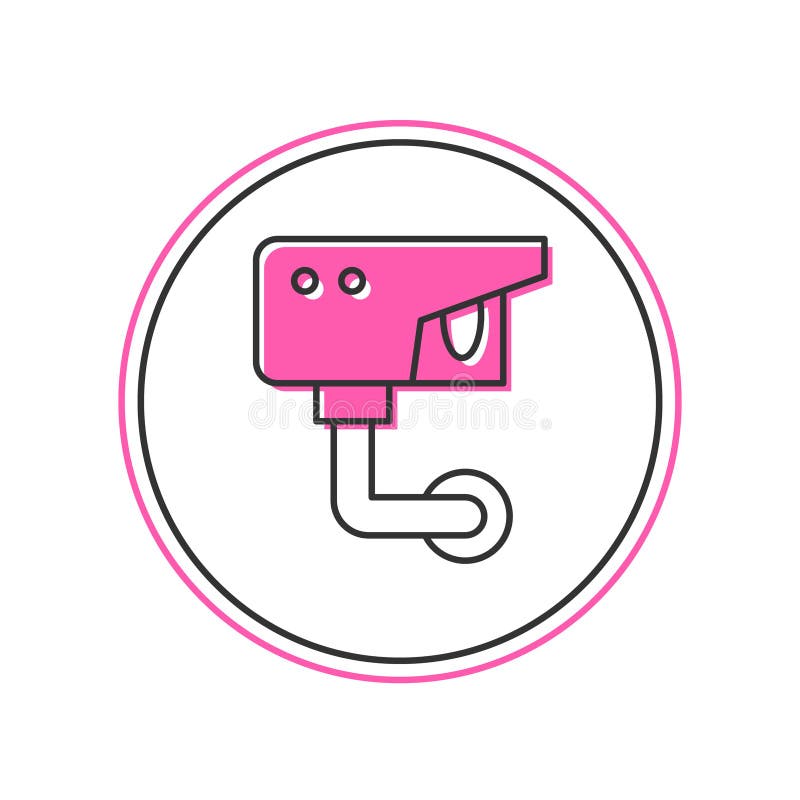 Filled Outline Security Camera Icon Isolated on White Background