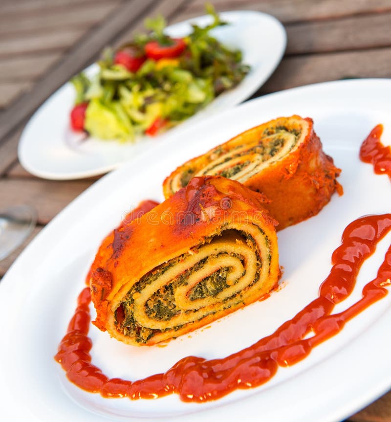 Filled pasta with salad stock photo. Image of arrabiata - 41989538