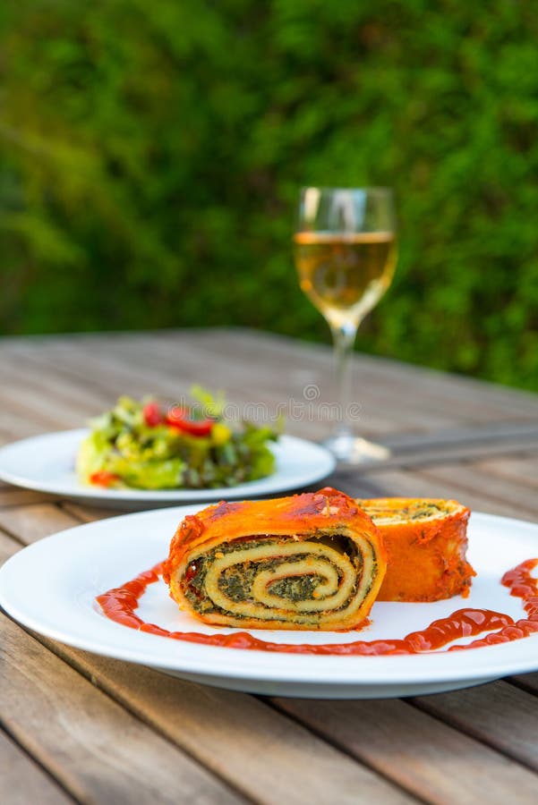 Filled pasta with salad stock photo. Image of garden - 41989660
