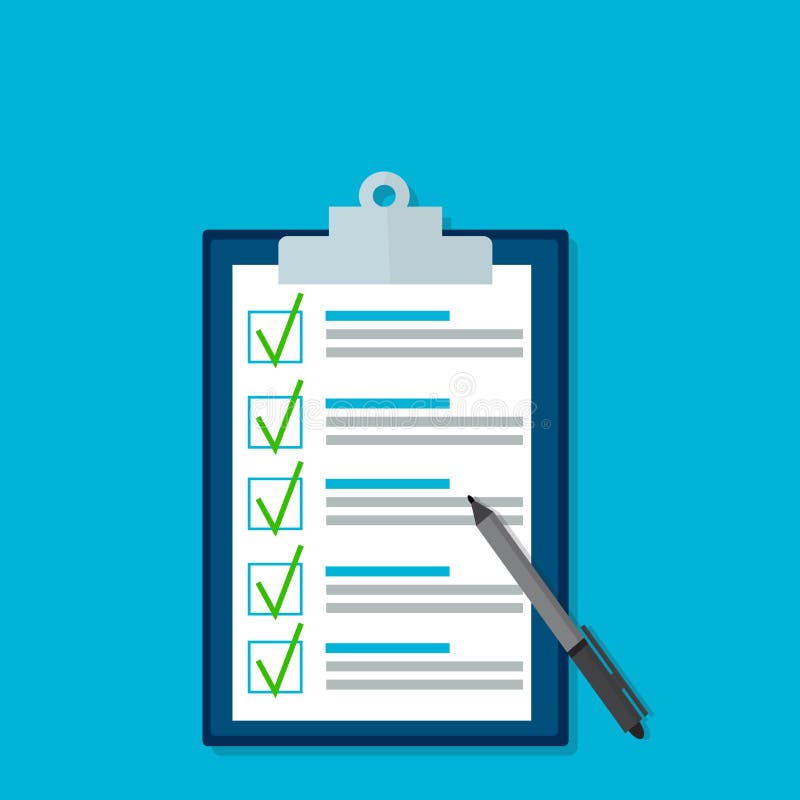 Filled quiz document. Exam test results paper sheet or checklist, filled quiz document. Vector illustration of quiz or questionnaire with correct answers royalty free illustration Filled quiz document. Exam test results paper sheet or checklist, filled quiz document. Vector illustration of quiz or questionnaire with correct answers royalty free illustration