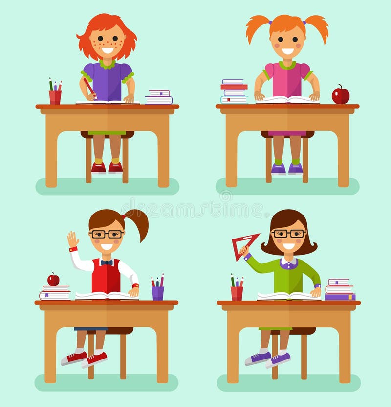 Filles dans la salle de classe illustration libre de droits Filles dans la salle de classe illustration libre de droits