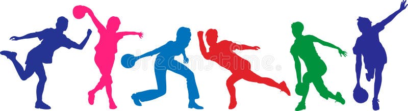 Filles de bowling illustration libre de droits Filles de bowling illustration libre de droits