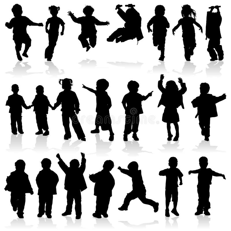 Filles et garçons de silhouette de vecteur illustration de vecteur Filles et garçons de silhouette de vecteur illustration de vecteur