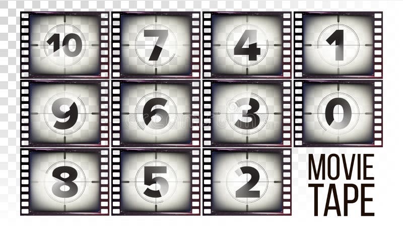 Film-Band-Count-down-Vektor Einfarbiger Brown-Schmutz-Film-Streifen Von zehn bis null Lokalisiert auf transparentem Hintergrund vektor abbildung Film-Band-Count-down-Vektor Einfarbiger Brown-Schmutz-Film-Streifen Von zehn bis null Lokalisiert auf transparentem Hintergrund vektor abbildung