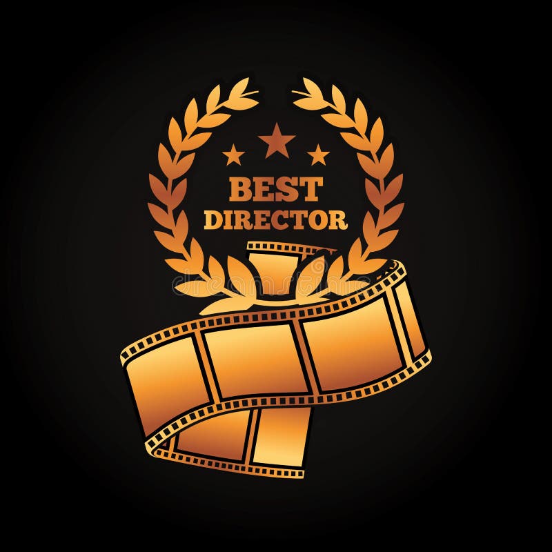 Film del film di striscia dell'alloro di direttore del premio dell'oro migliore illustrazione di stock Film del film di striscia dell'alloro di direttore del premio dell'oro migliore illustrazione di stock