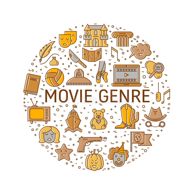 Film genre icon set vector illustration Film genre icon set vector illustration