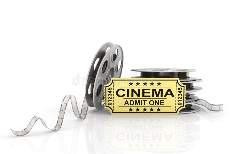 Film Reels, Tickets and Clapper Board. Stock Illustration