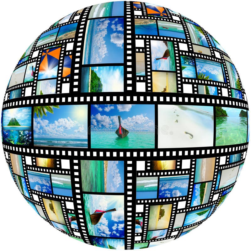 Film strip with beautiful holiday pictures stock image Film strip with beautiful holiday pictures stock image