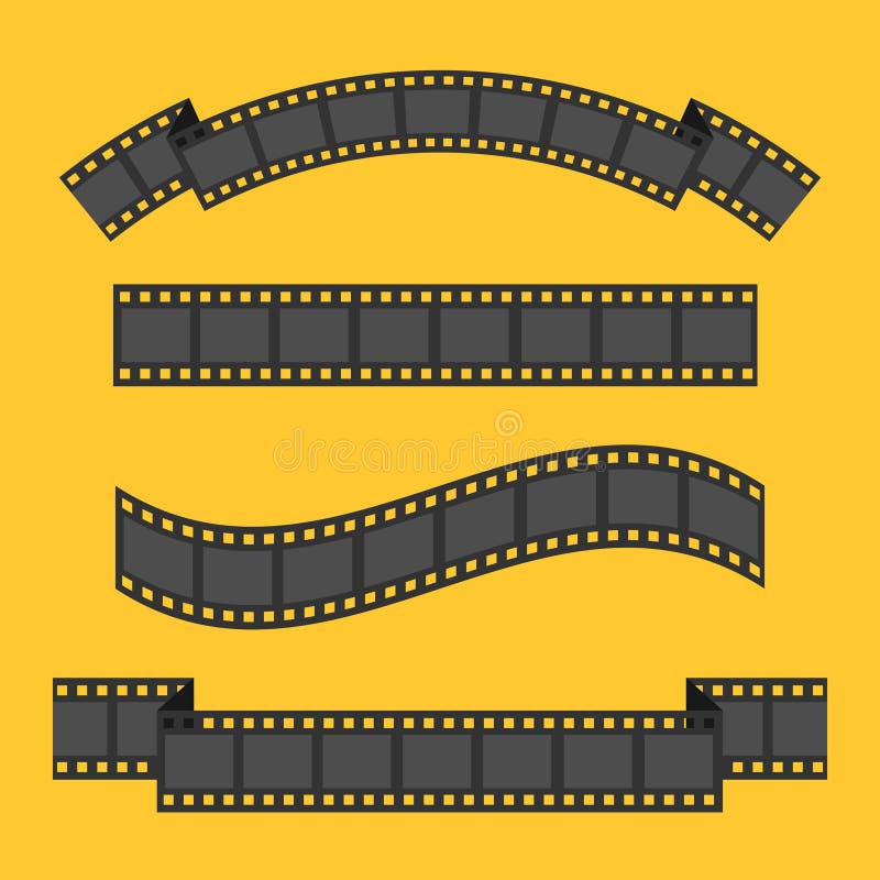 Film Strip Frame Four Set. Different Shape Ribbon. Design Element